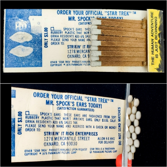 Vintage 70s Star Trek The Motion Picture Movie Promo Matchbook Spock Ears Offer - Picture 2 of 9
